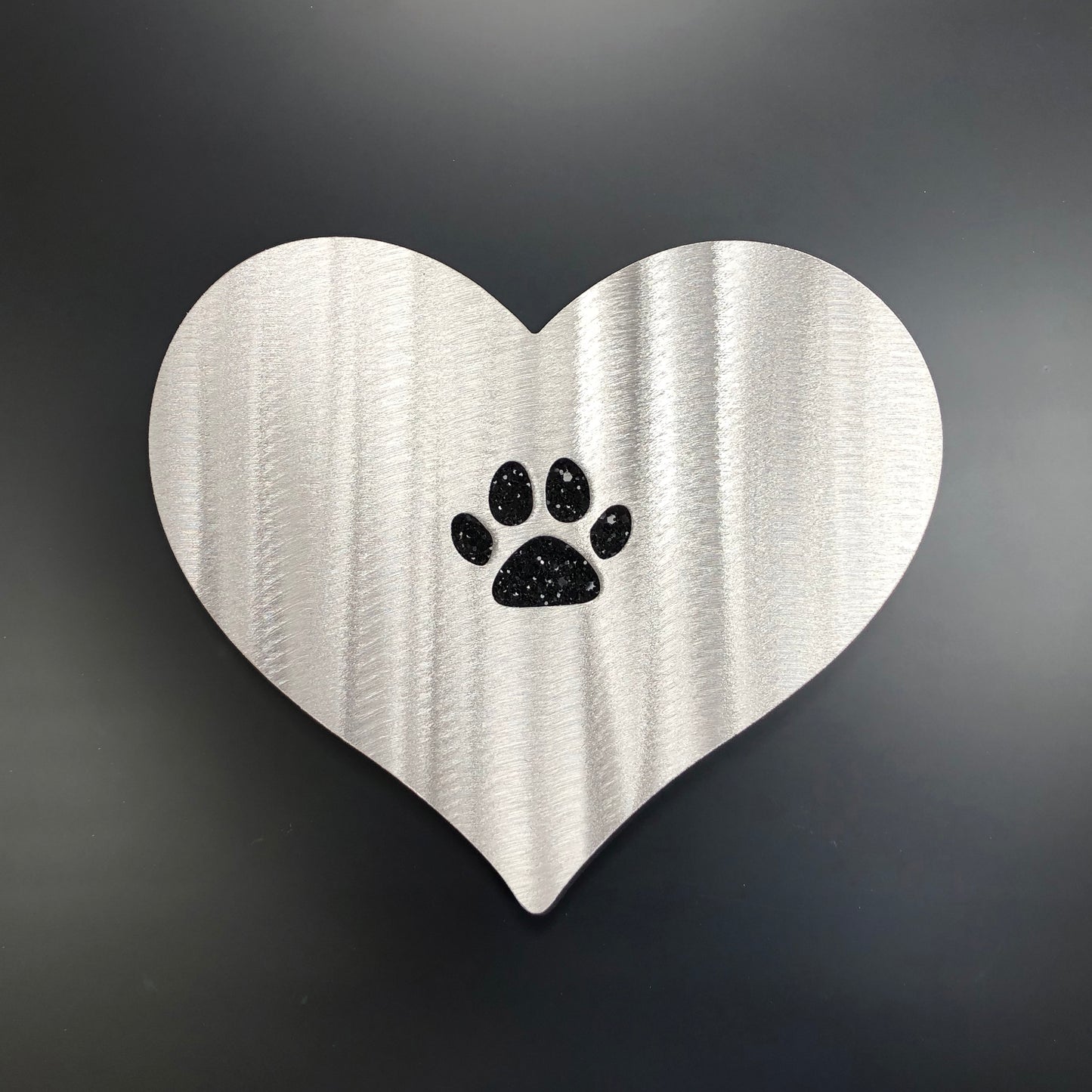 Love Heart Small Paw Print, Silver & Black