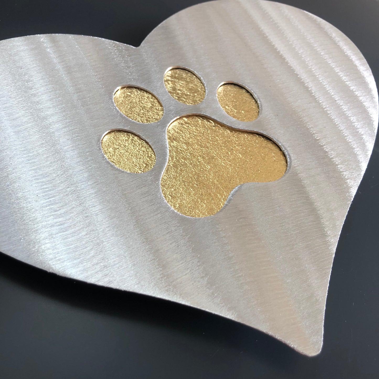 Love Heart Paw Print, Silver & Gold