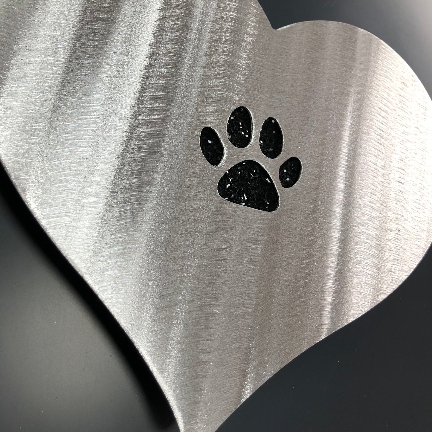 Love Heart Small Paw Print, Silver & Black