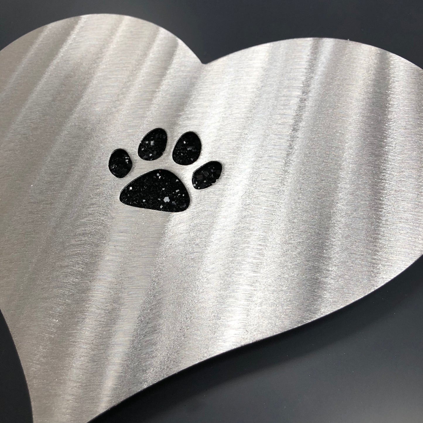 Love Heart Small Paw Print, Silver & Black