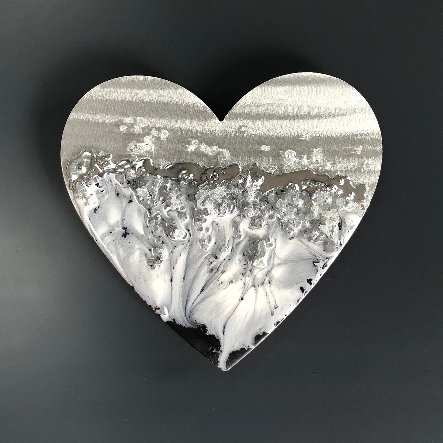 Original Crystal Heart, Small Grey, Black & White No.281